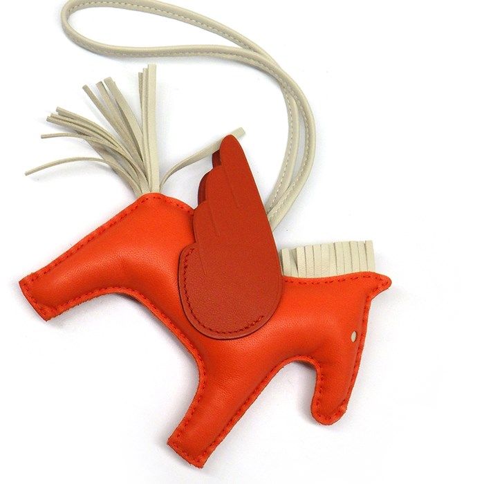 HERMES Rodeo Pegasus PM Bag Charm - Orange Poppy/Creme 2023