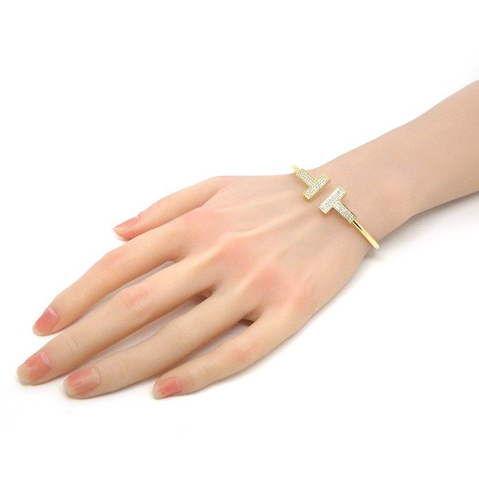 Tiffany & Co. T Wire Wide Diamond Bangle 0.67ct K18YG