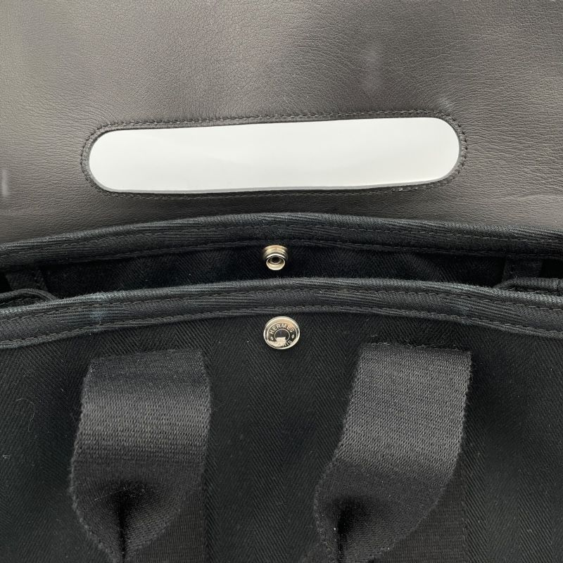 HERMES Valparaiso PM Black Handbag with Silver Hardware