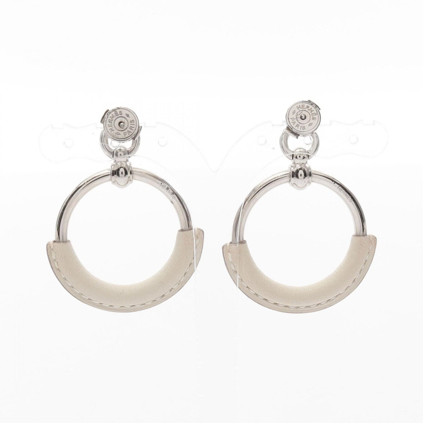 HERMES Grand Loop Earrings in Gold-Plated Leather - Timeless Elegance