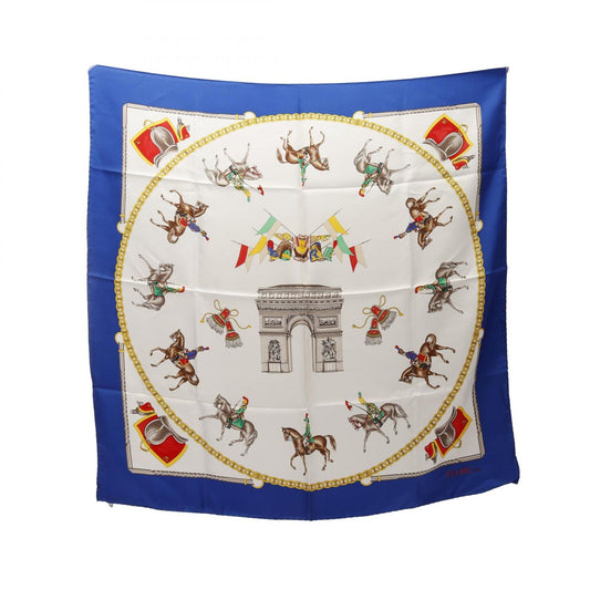 CELINE Silk Scarf in Ivory and Blue - Exquisite Luxury Accessory