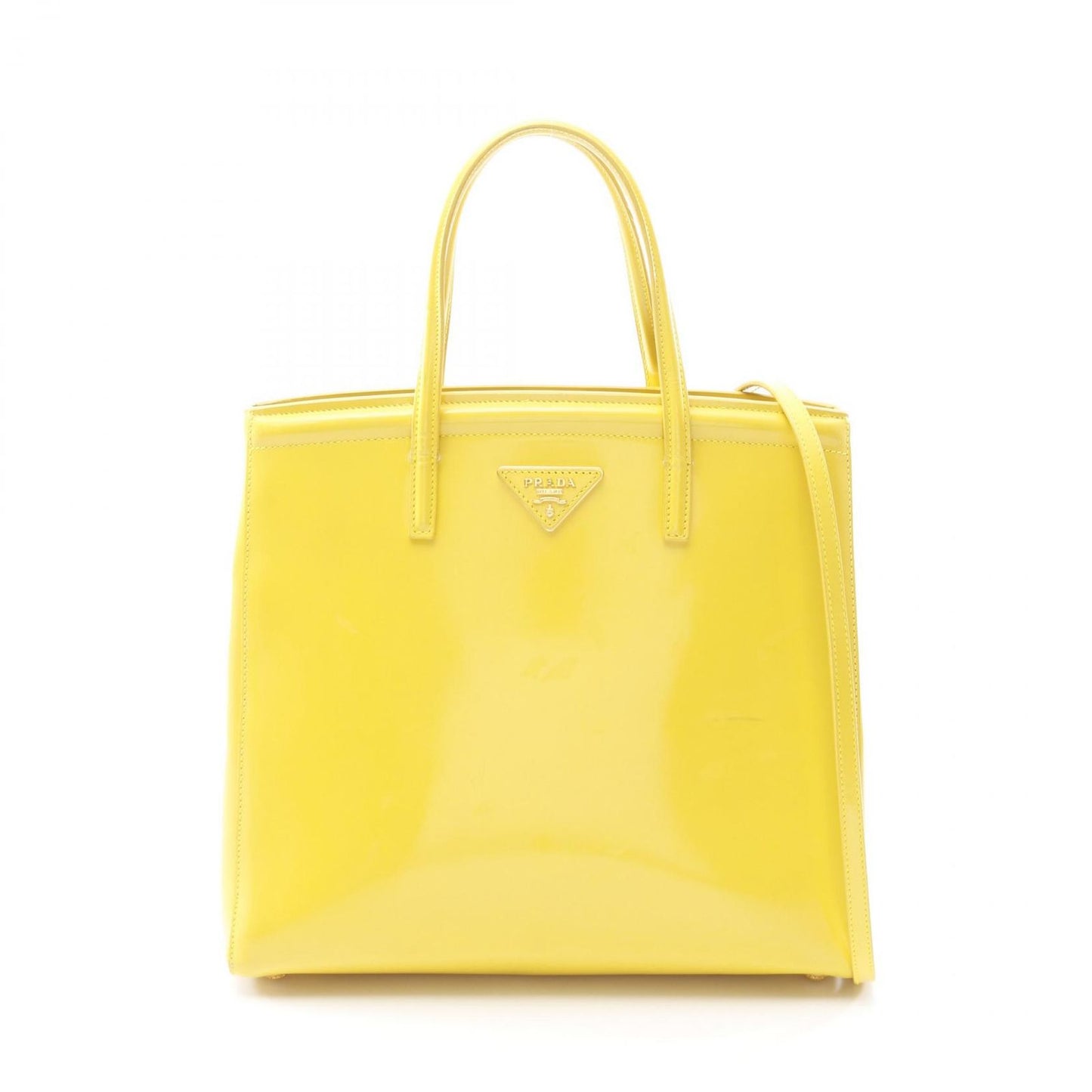 PRADA Saffiano Vernic Handbag in Yellow - Timeless Elegance