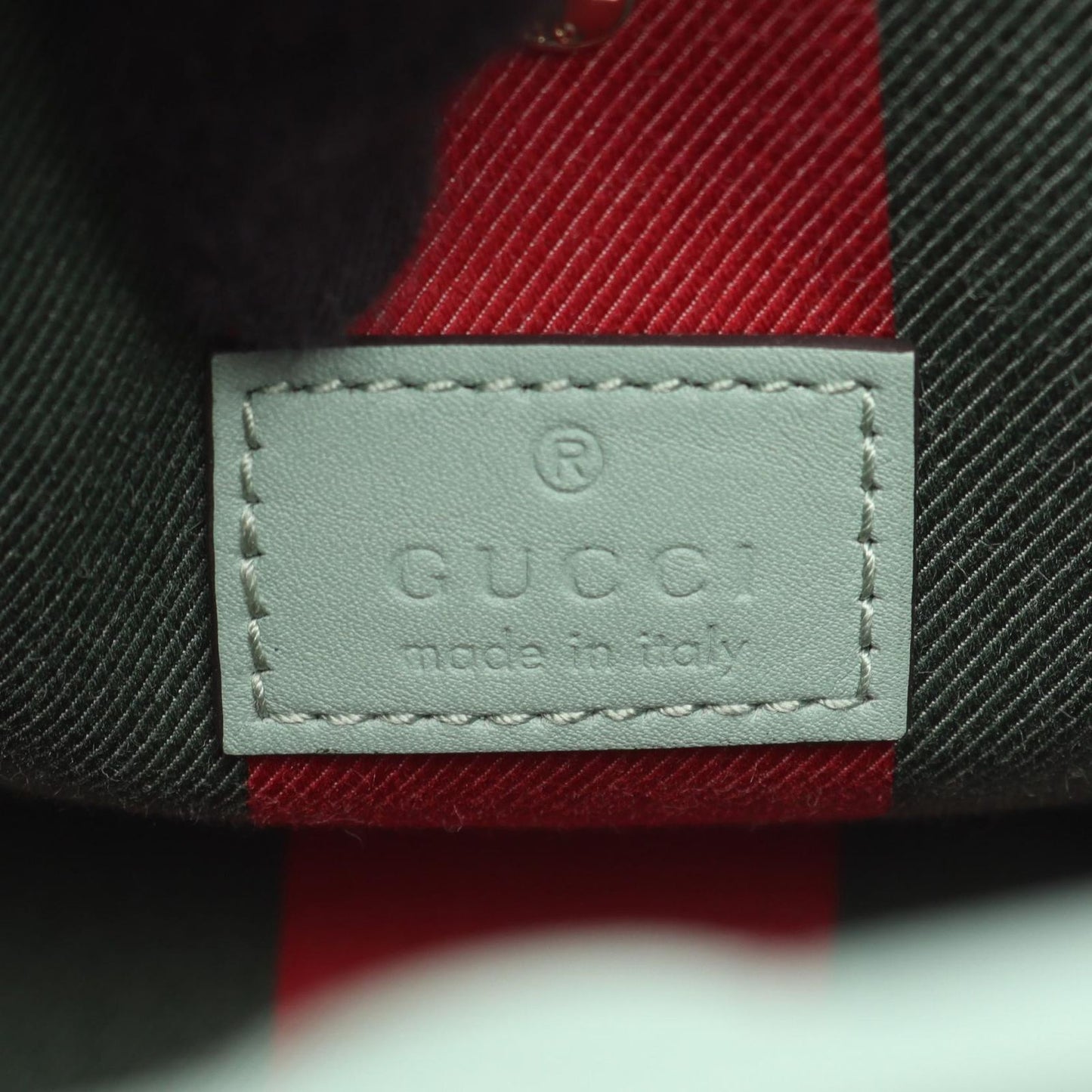 GUCCI GG Emblem Small Bucket Bag in Sage Green
