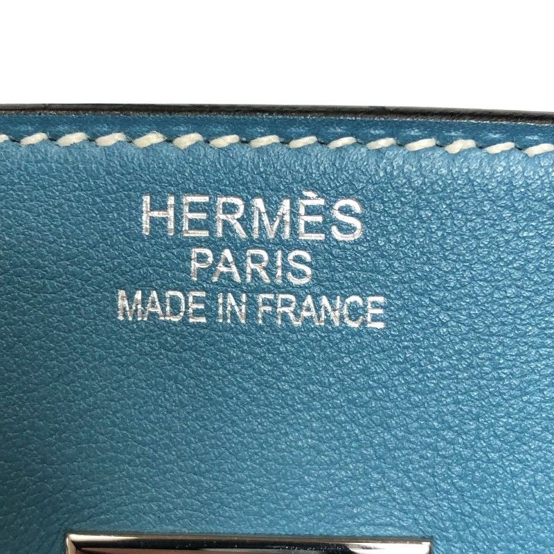 HERMES Birkin 35 Blue Jean Swift Leather Handbag with Silver Hardware