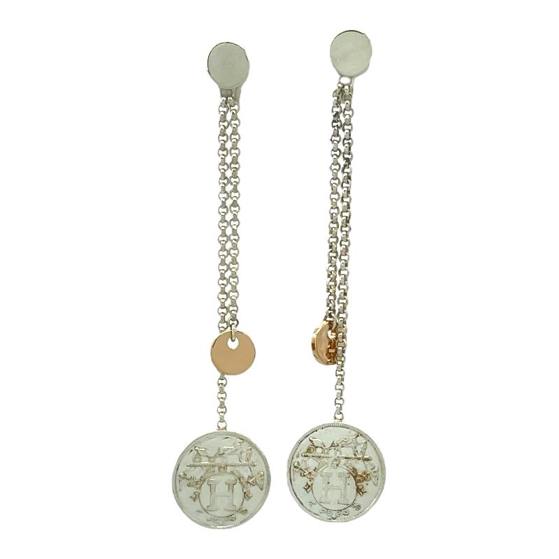 HERMES Ex Libris Silver & Gold Earrings - Timeless Elegance