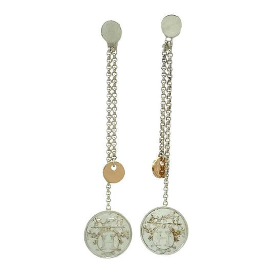 HERMES Ex Libris Silver & Gold Earrings - Timeless Elegance