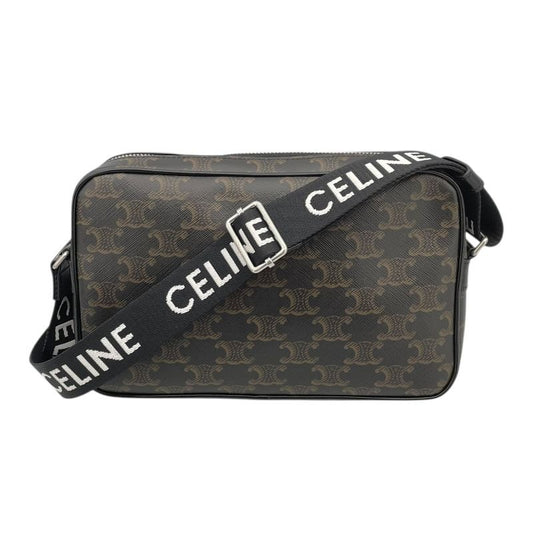 CELINE Triomphe Medium Messenger Bag in Black Canvas