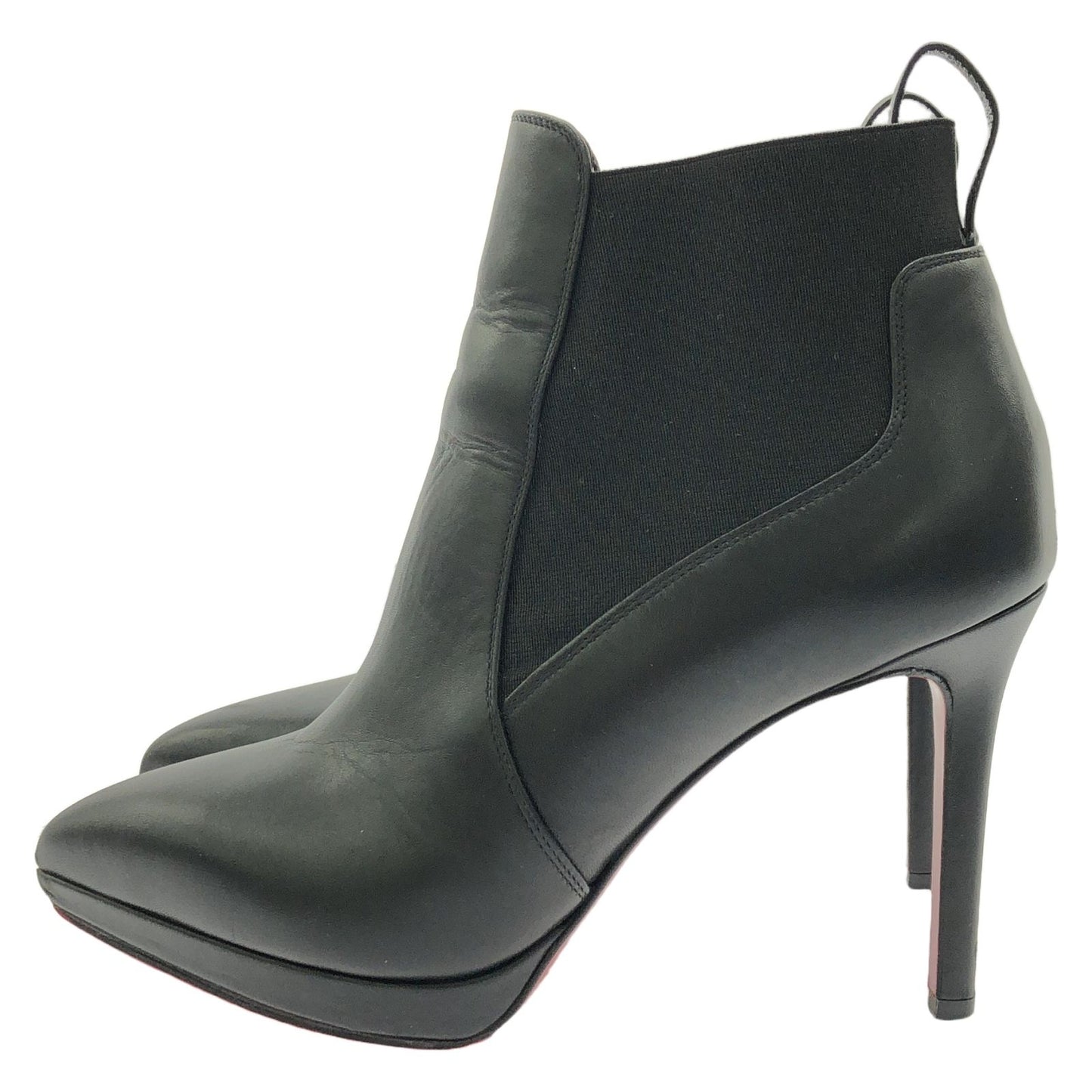 Christian Louboutin Black Leather Short Heel Boots - Size 35.5