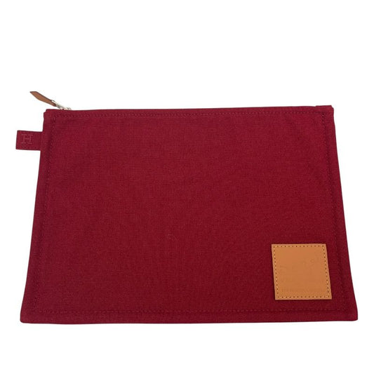 HERMES Bora Bora MM Pouch in Bordeaux with Silver Hardware