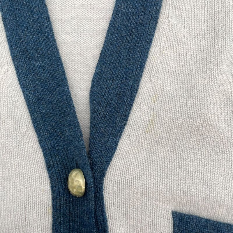 CHANEL Bi-Color Cashmere Knit Cardigan in Gray - Size 38