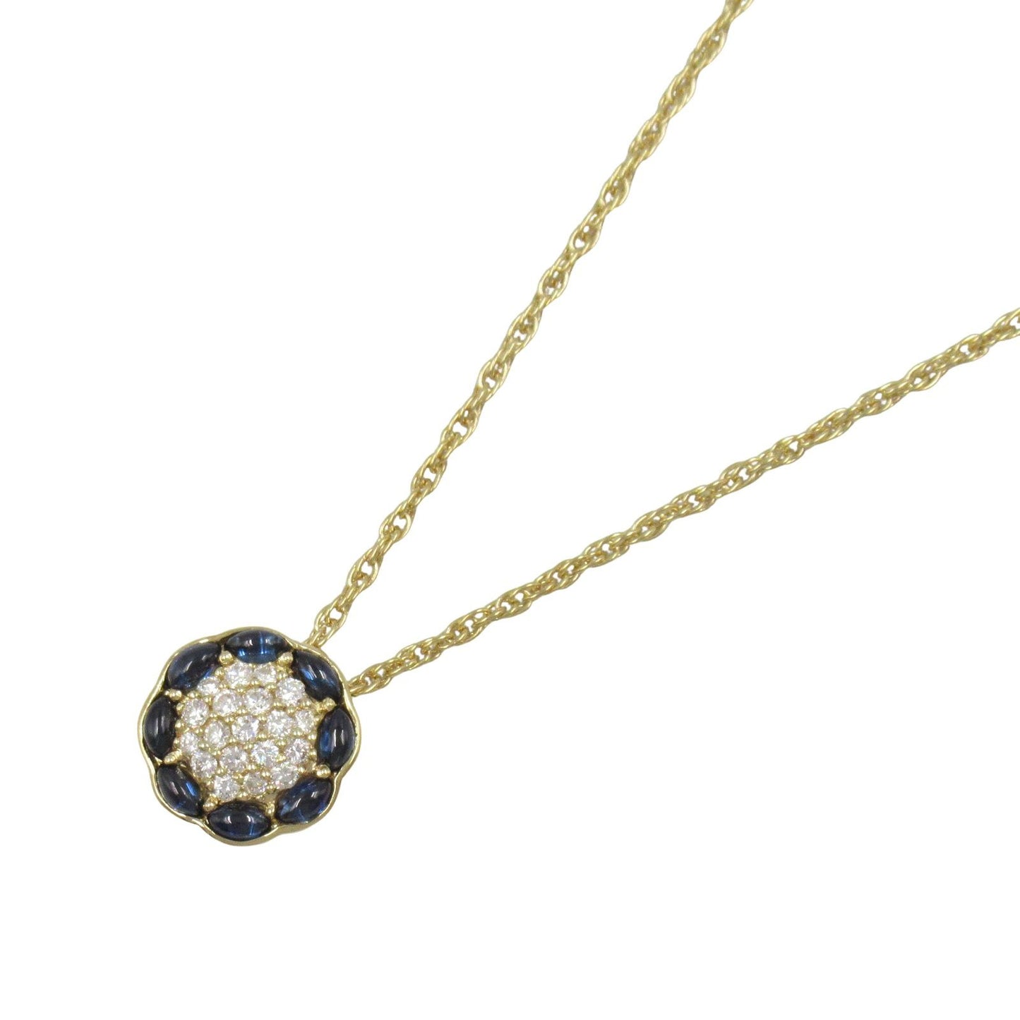 Exquisite K18 Yellow Gold Diamond & Sapphire Necklace - 40cm