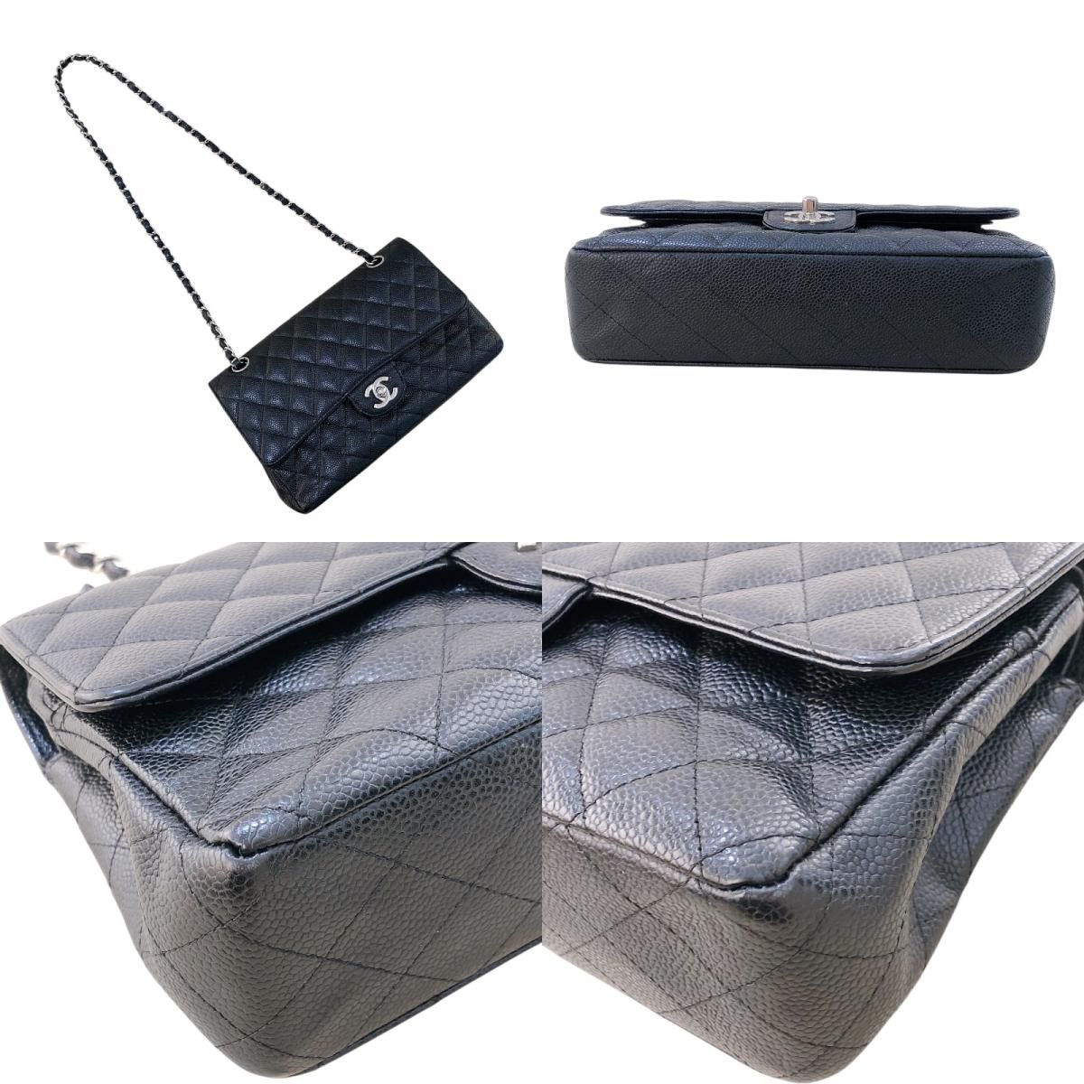 CHANEL Matelassé 25 Black Caviar Leather Shoulder Bag