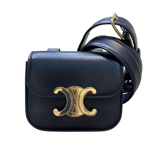 CELINE Triomphe Belt Bag in Black Calfskin - Timeless Elegance