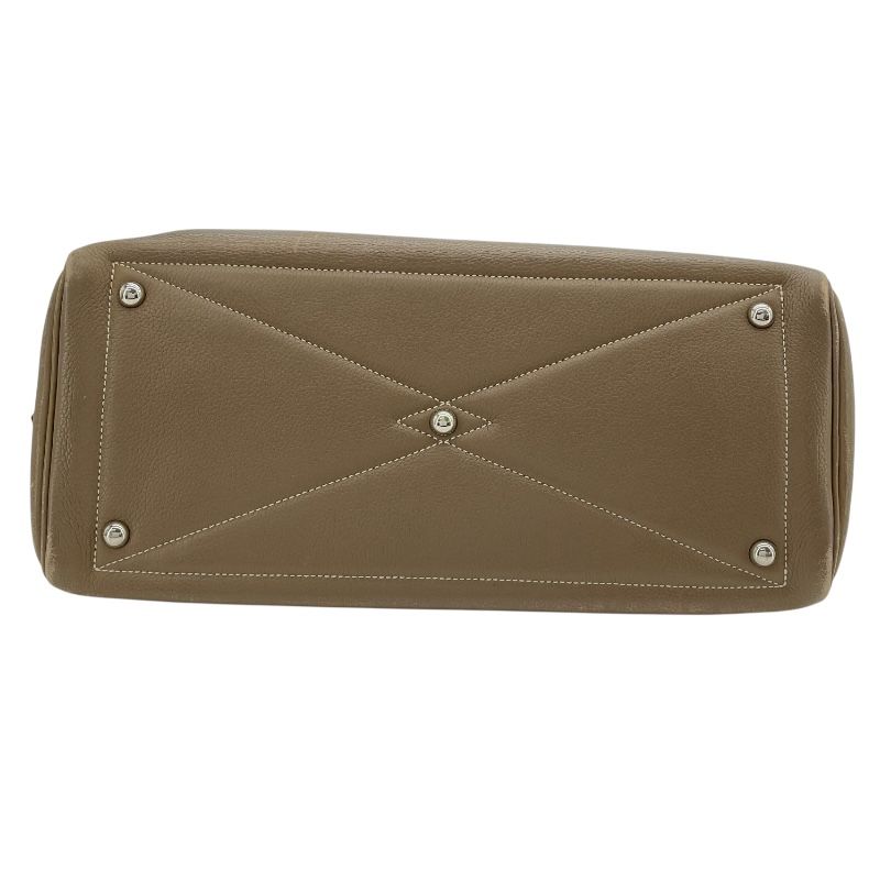 HERMES Victoria 35 Etoupe Handbag with Silver Hardware