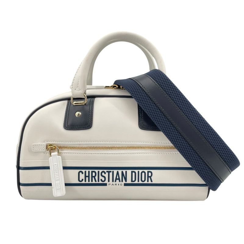 Christian Dior Vibe Small Bowling Bag in White Leather