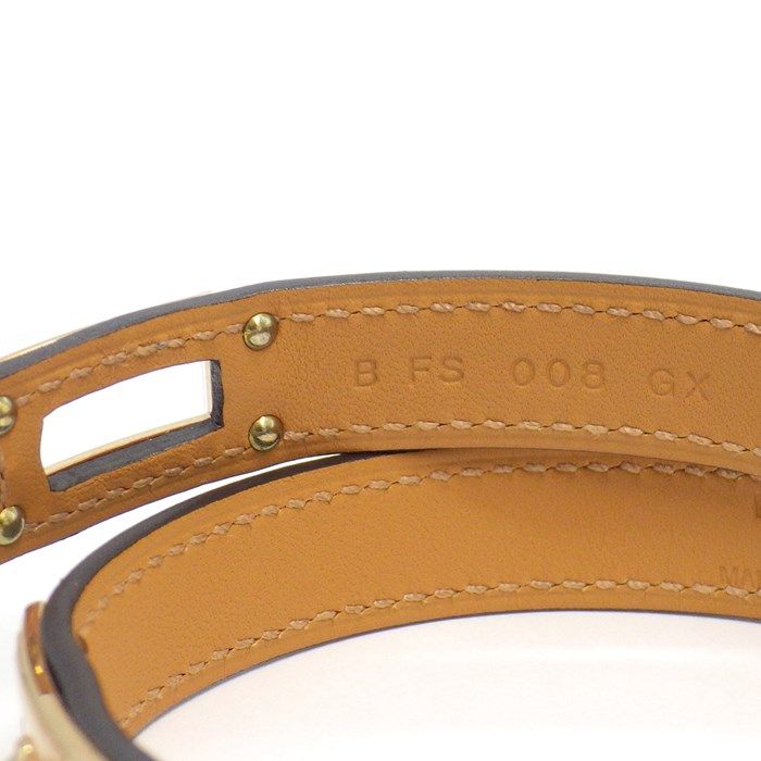 HERMES Kelly Double Tour Bracelet in Grey Calfskin & Pink Gold
