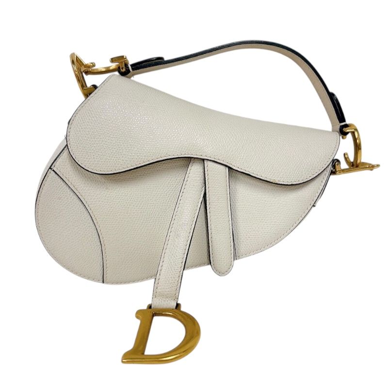 Christian Dior Saddle Mini Bag - White & Gold Hardware