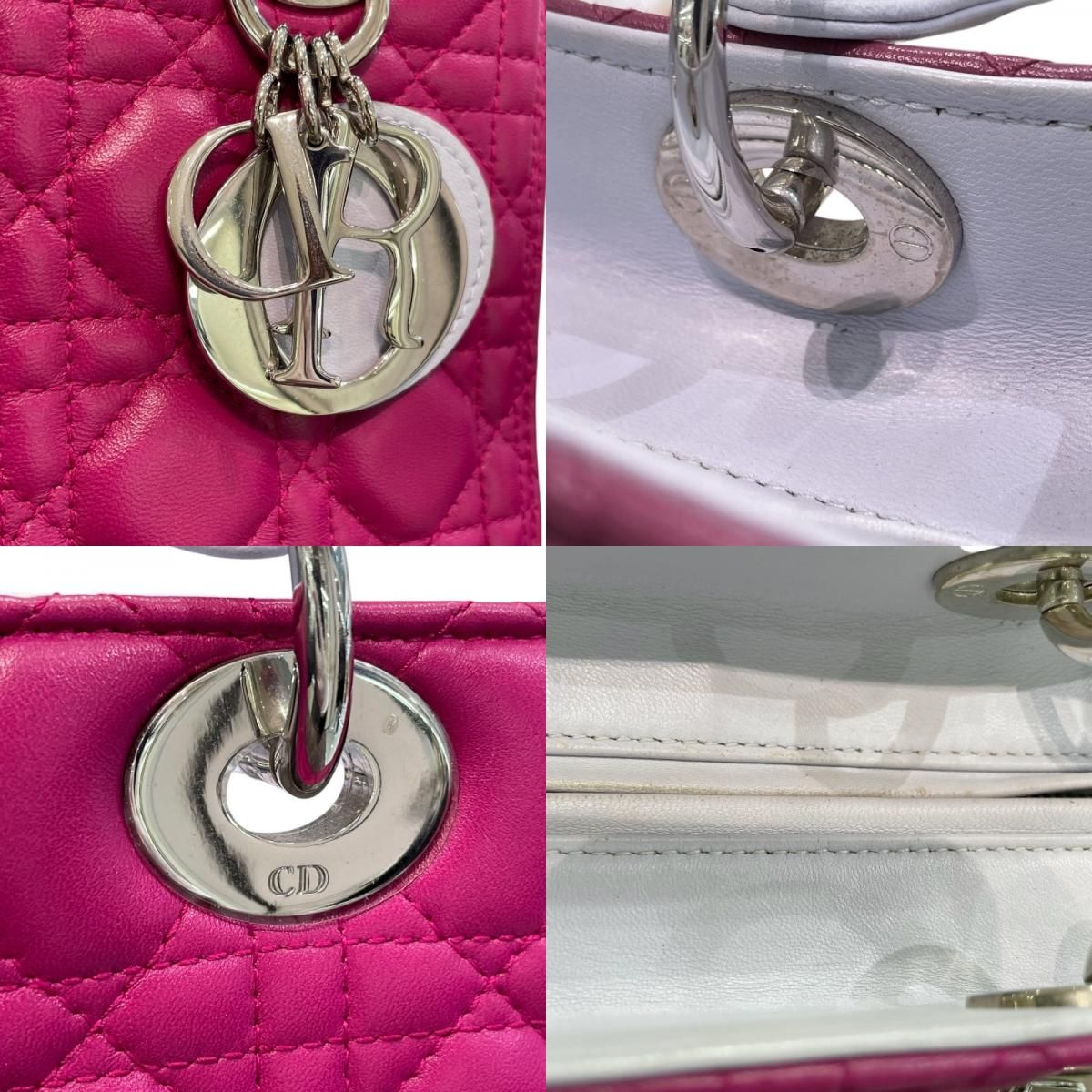 Christian Dior Lady Dior Medium Tricolor in Purple Grey - Exquisite Craftsmanship