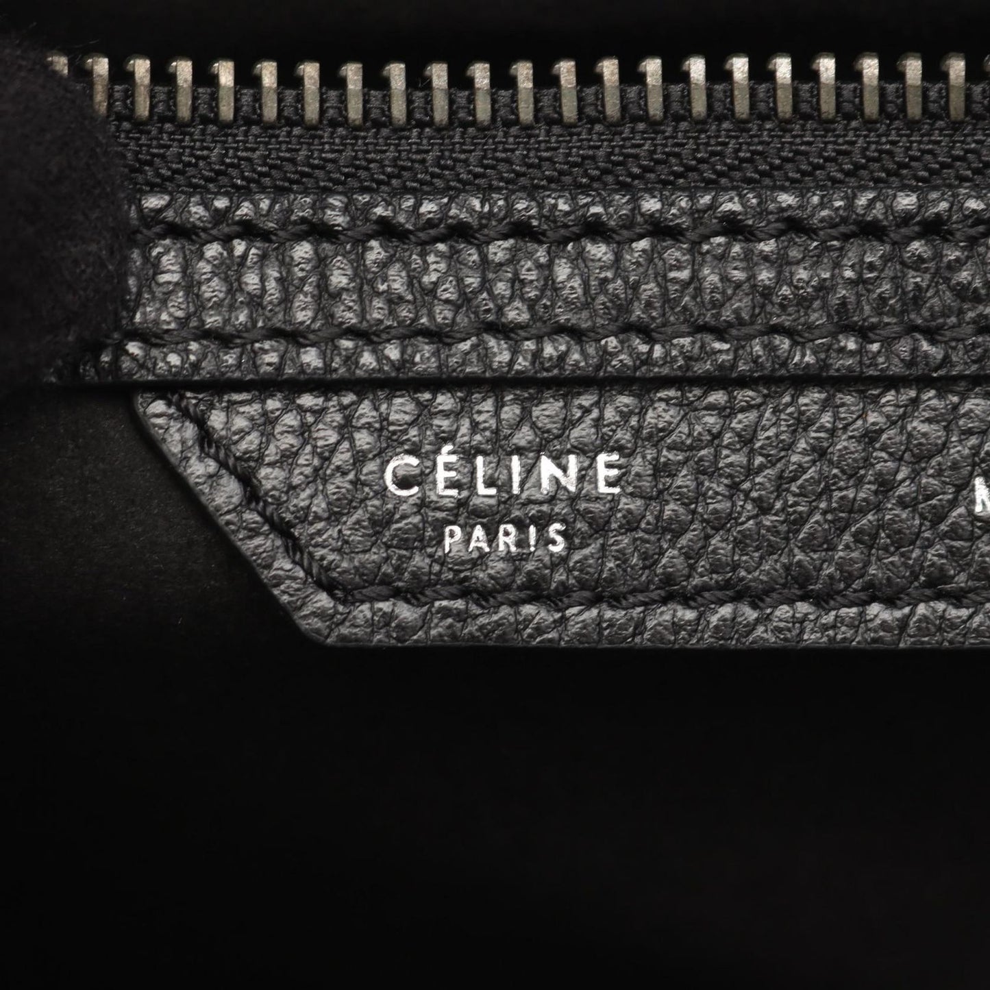 CELINE Luggage Micro Shopper Tote Bag in Black Leather