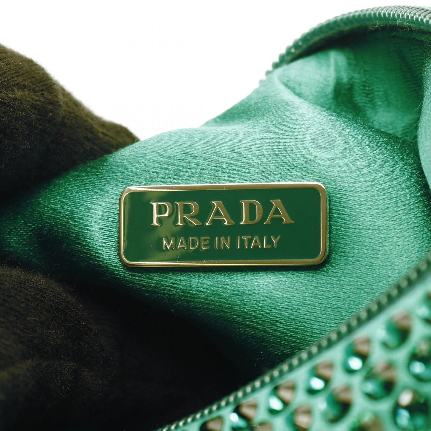 PRADA Re-Edition 2AWL CRYSTAL Handbag in Green Fabric