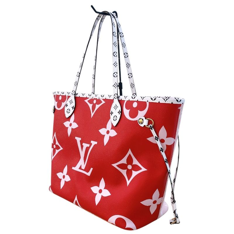 Louis Vuitton Neverfull MM M44567 Red Monogram Giant Tote Bag