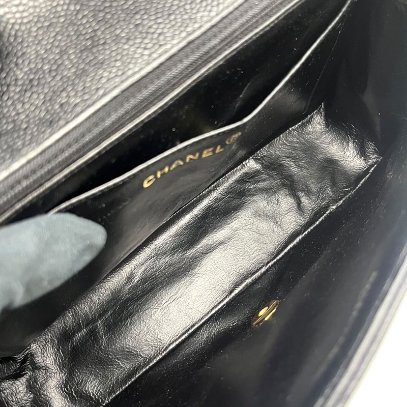 CHANEL Diana 25 Black Caviar Skin Shoulder Bag with Gold Hardware