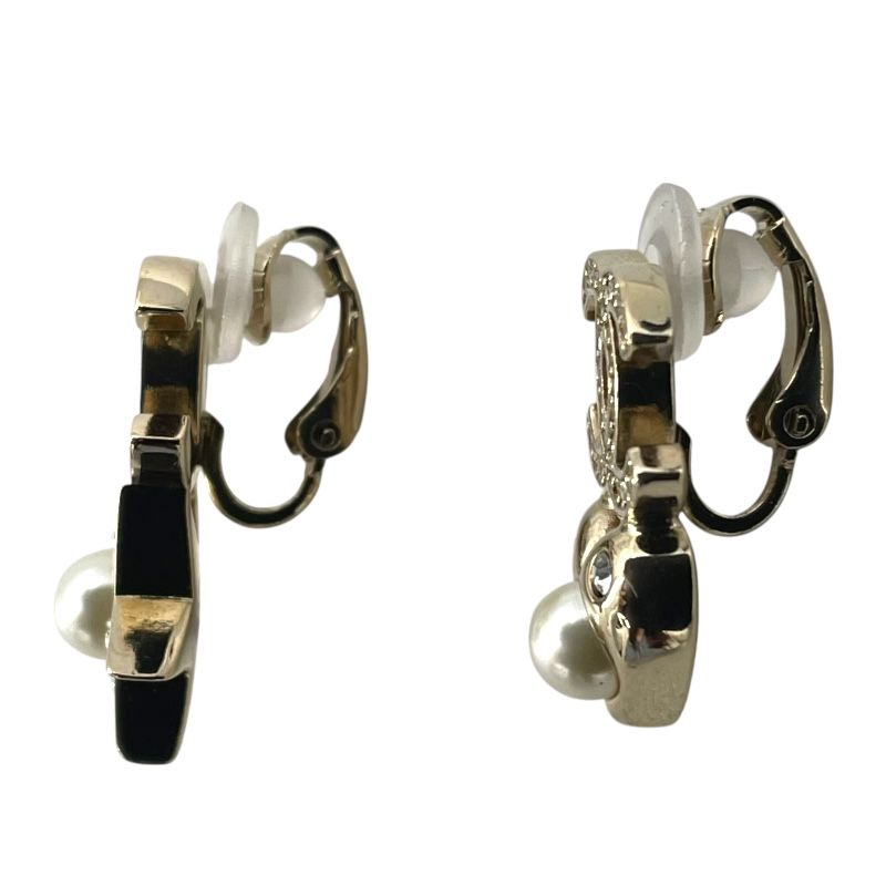 CHANEL Coco Mark Silver GP & Faux Pearl Earrings - Timeless Elegance