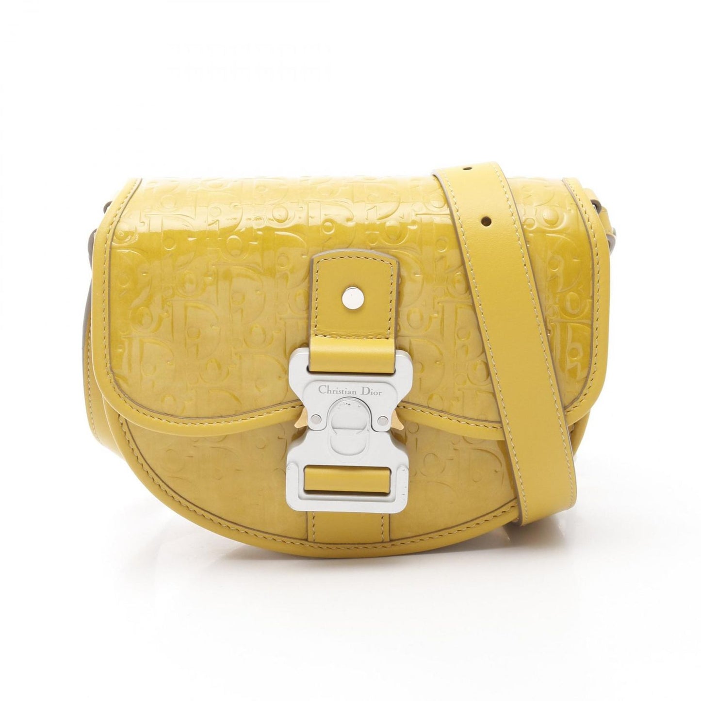 Dior GALLOP Oblique Yellow Patent Leather Shoulder Bag