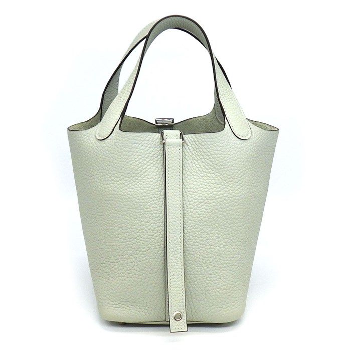 HERMES Picotin Lock PM Handbag - 2023 Green Gray with Silver Hardware