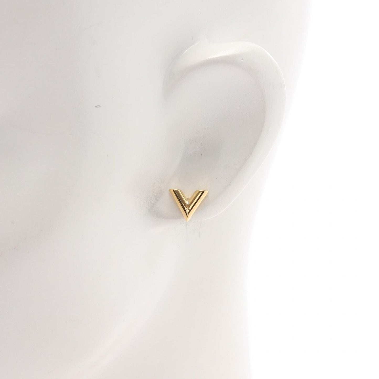 Louis Vuitton Essential V Stud Earrings in Gold Plated Finish
