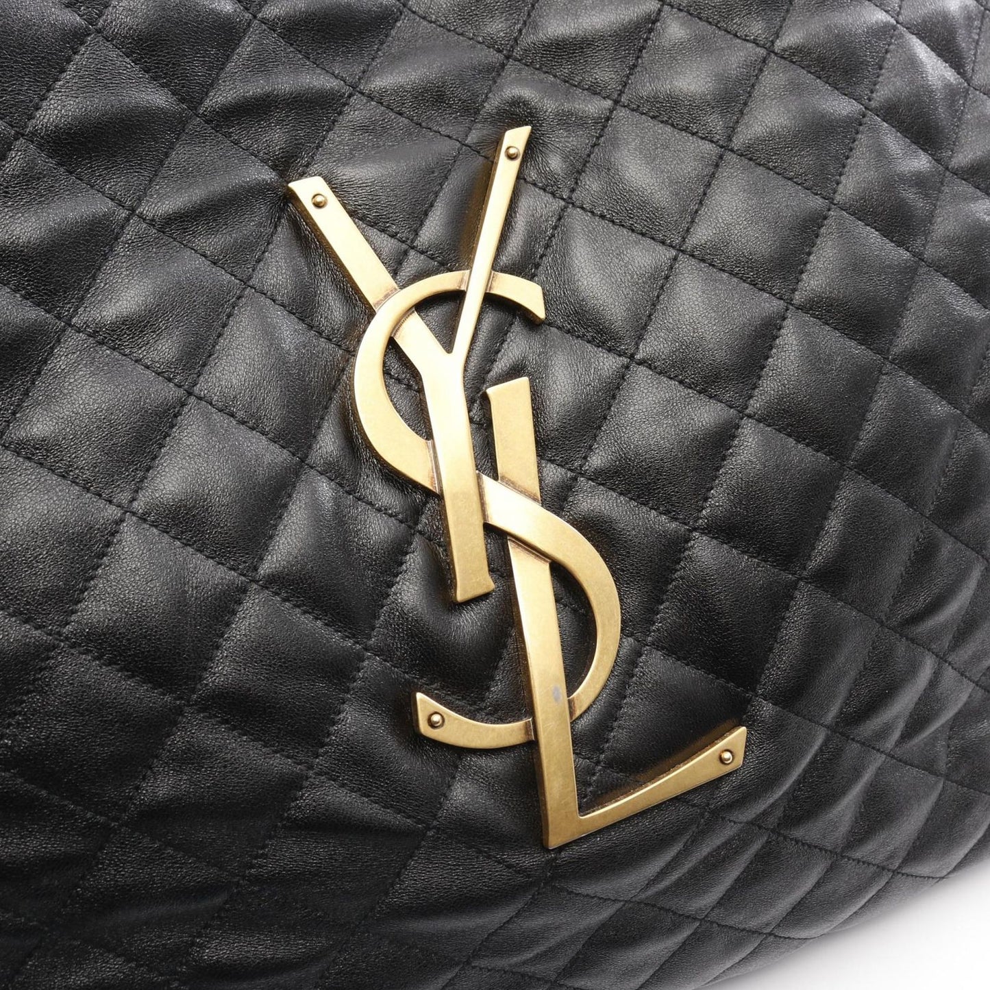 Saint Laurent Paris Ikari Maxi Shopping Tote in Black Lambskin