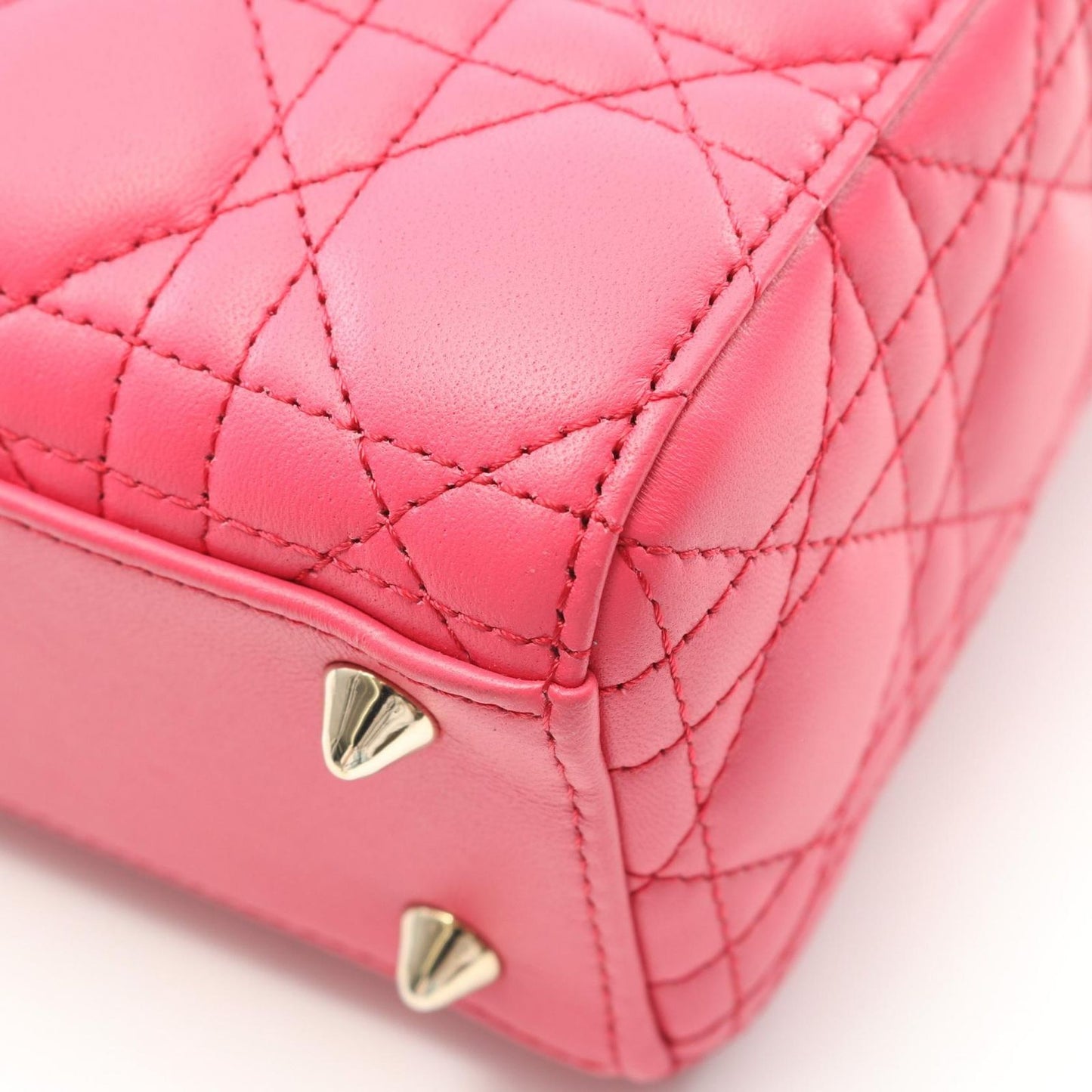 Dior Lady Dior Small Cannage Handbag in Magenta Leather