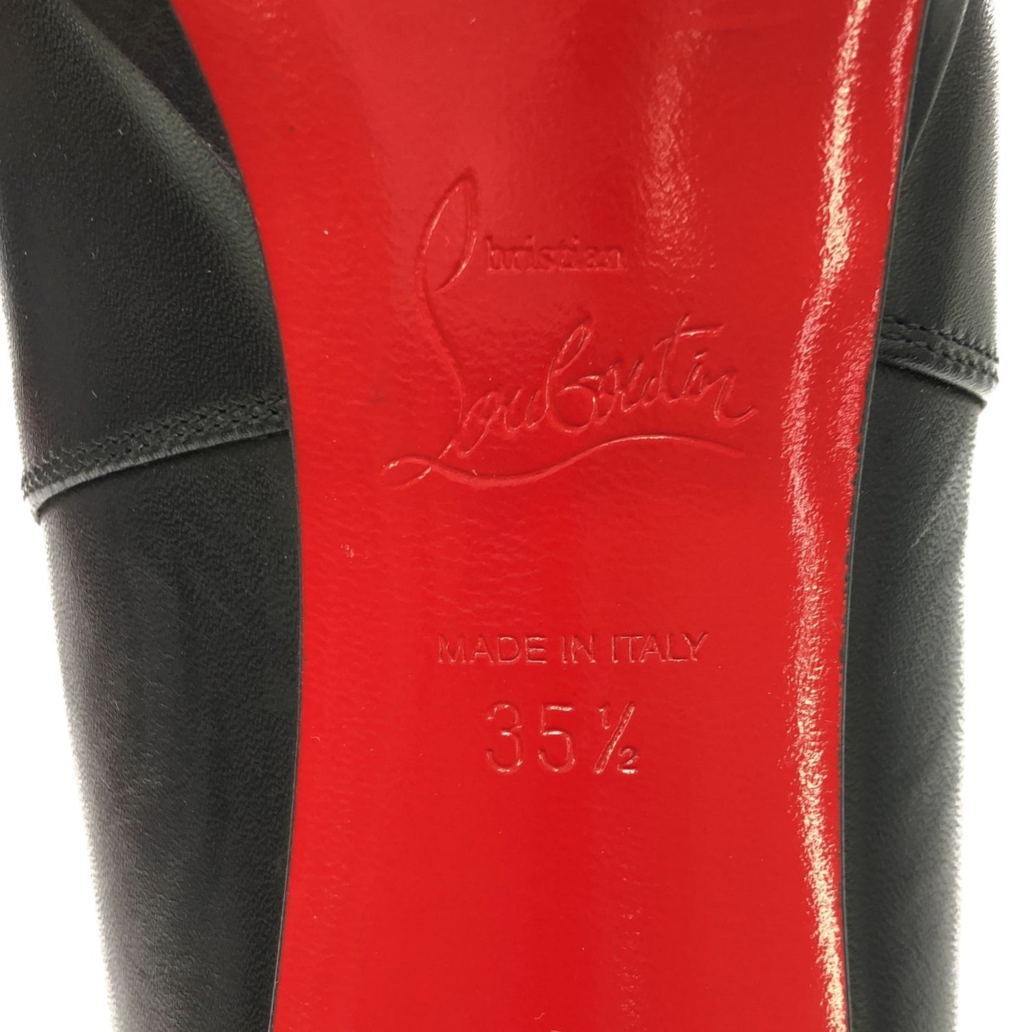 Christian Louboutin Black Leather Short Heel Boots - Size 35.5