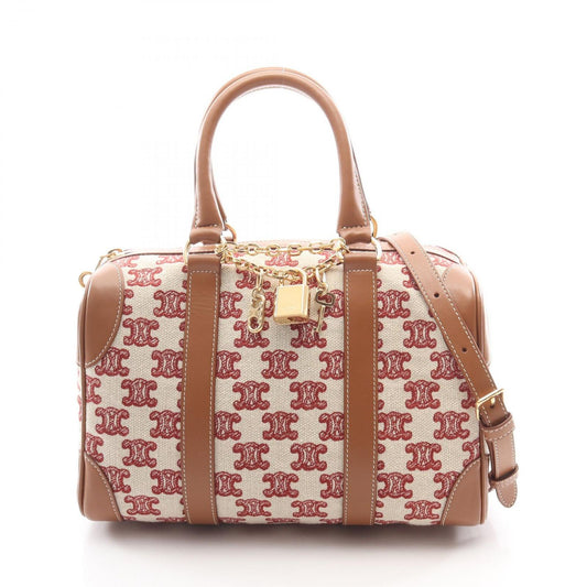 CELINE Triomphe Handbag in Beige/Brown Canvas & Leather