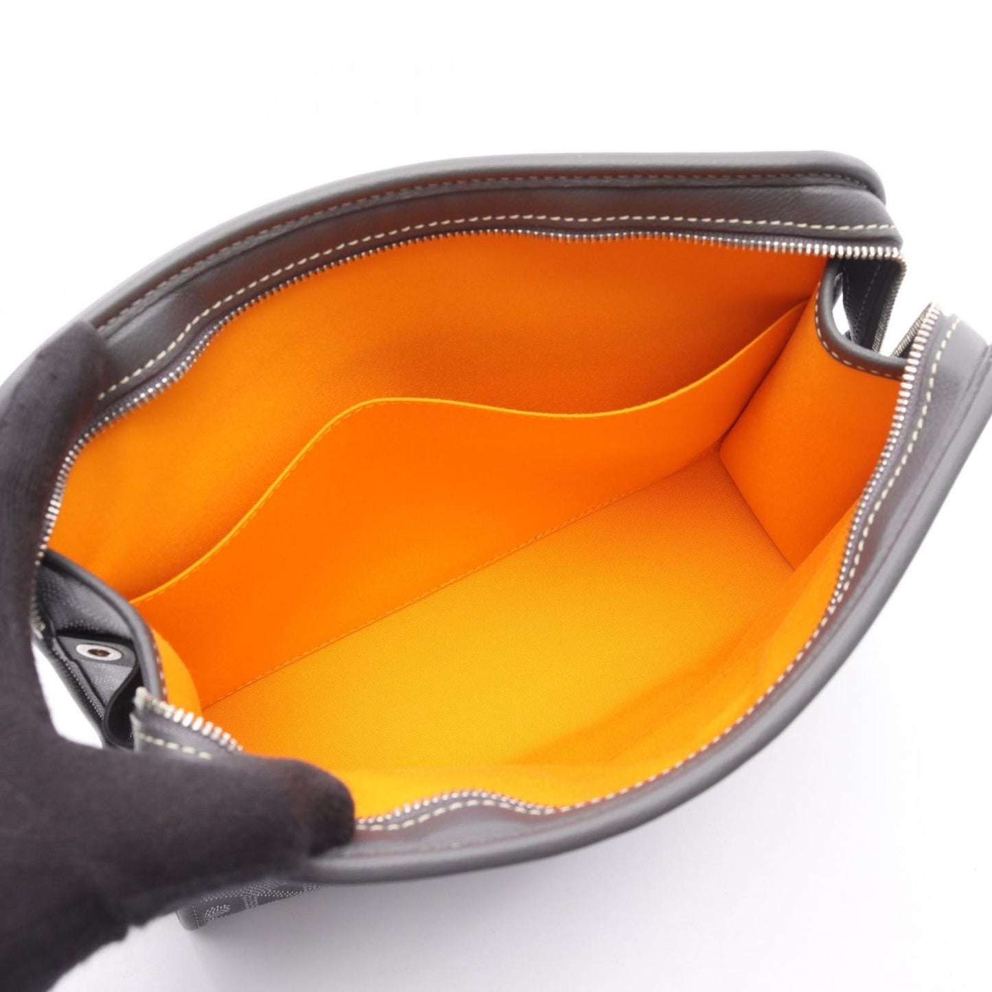 GOYARD Jubans MM Clutch Bag in Grey PVC Coated Canvas