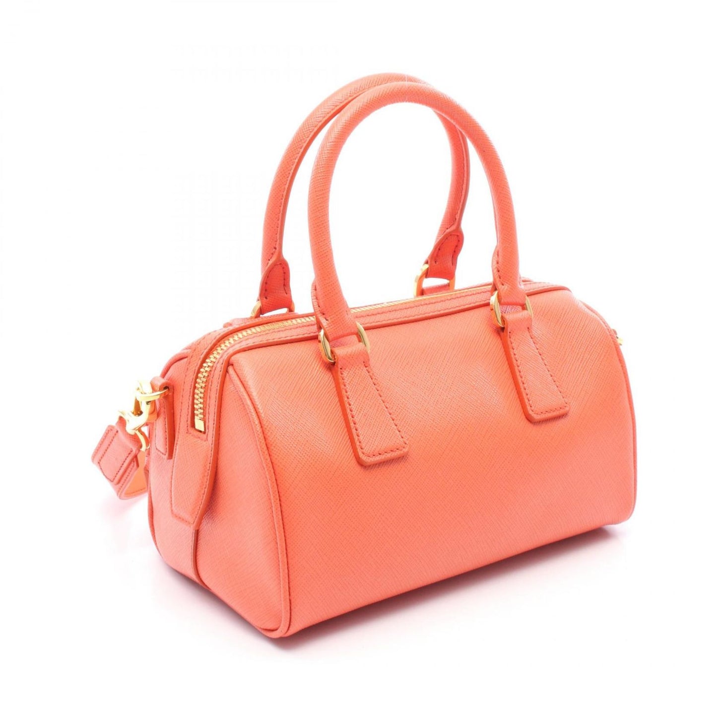 PRADA Saffiano Lux Mini Boston Bag in Orange - Timeless Elegance