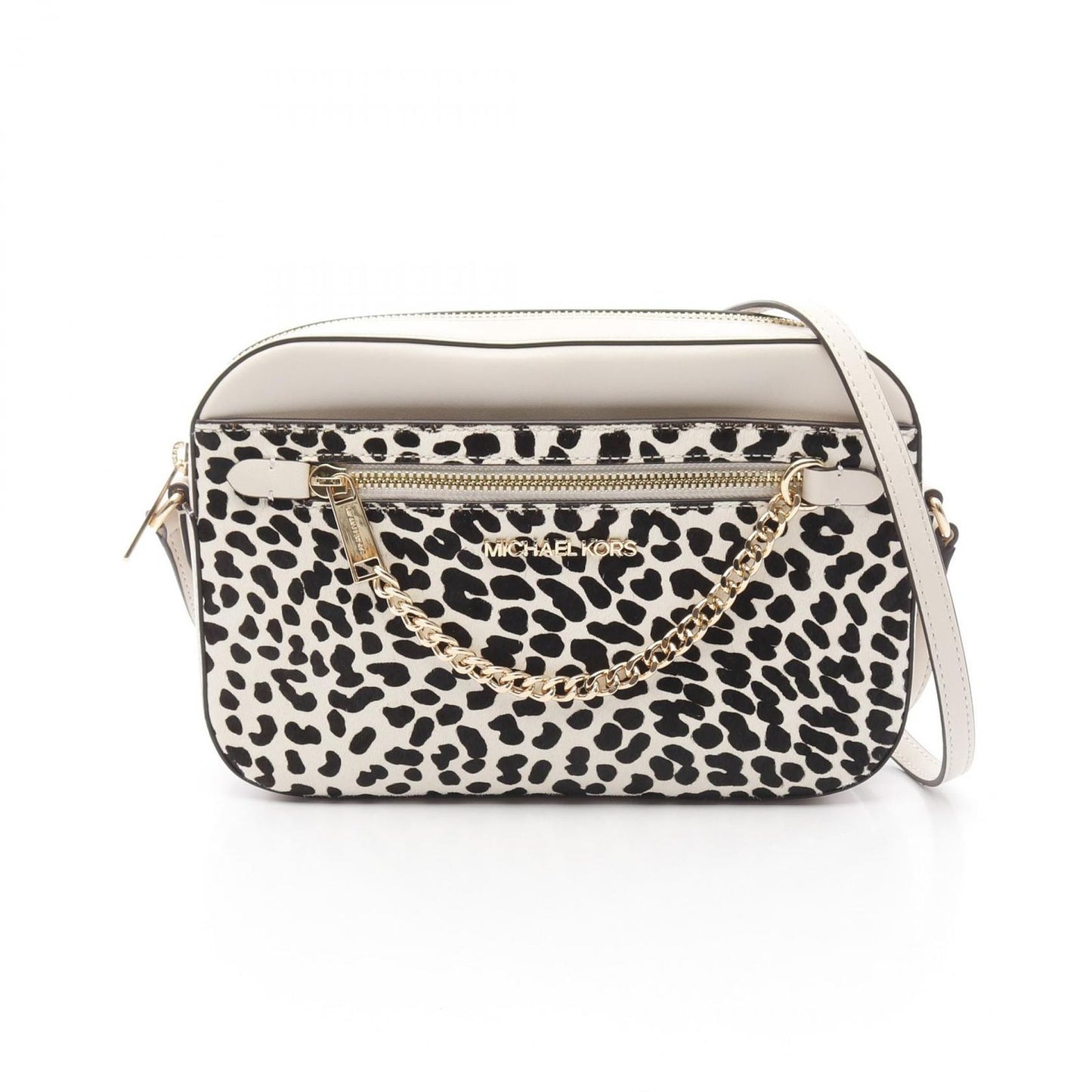 Michael Kors Jet Set Large Crossbody Bag - Ivory & Black Leather