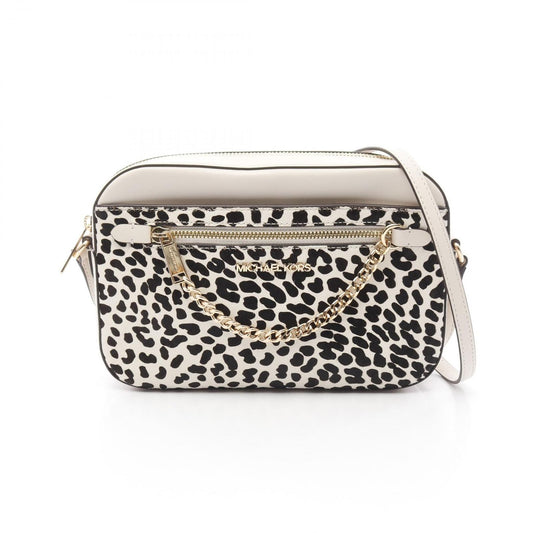 Michael Kors Jet Set Large Crossbody Bag - Ivory & Black Leather