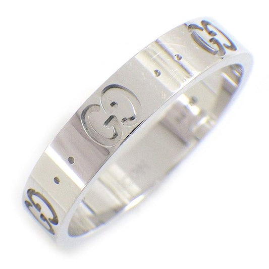 GUCCI Interlocking G Slim Ring in K18 White Gold - Size 16