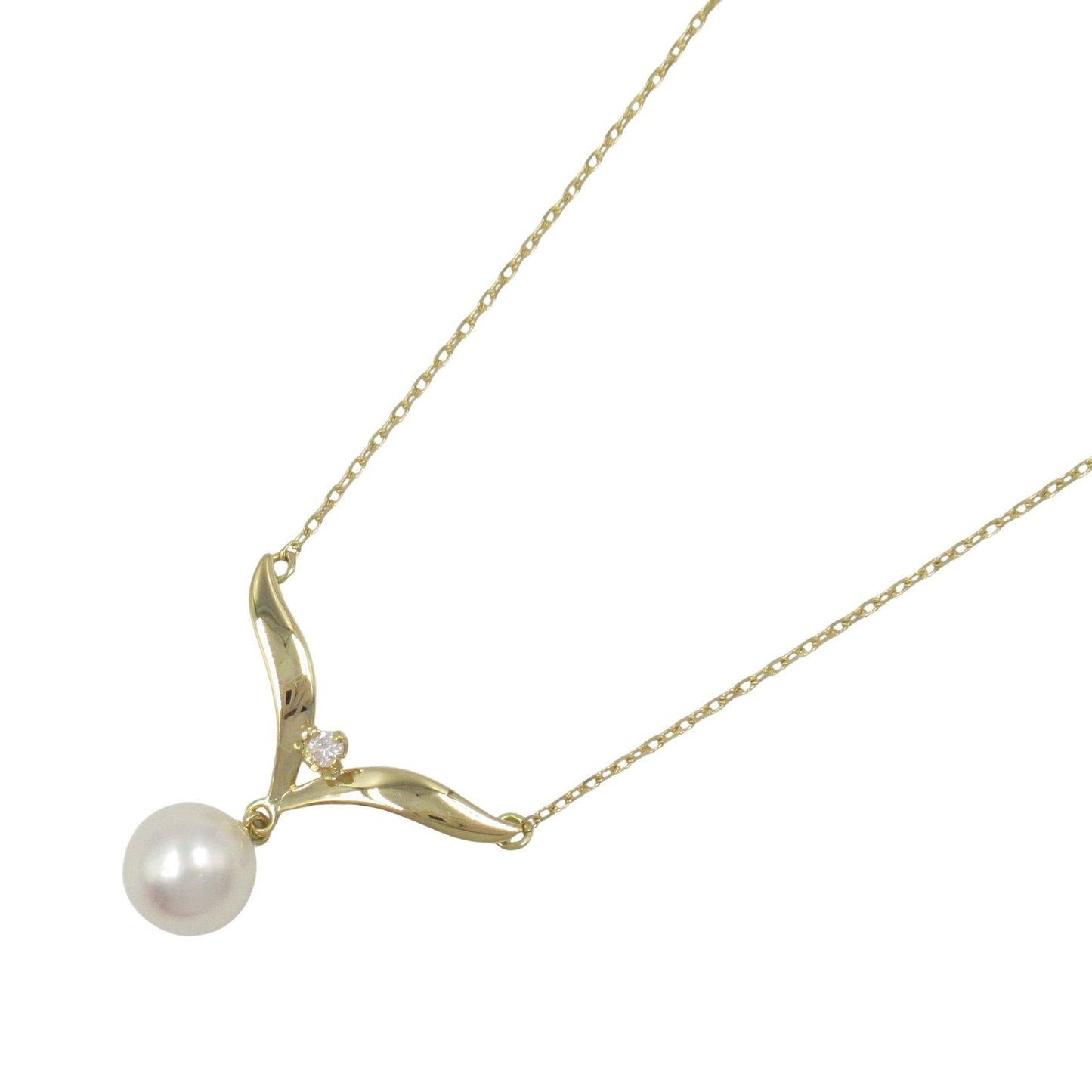 MIKIMOTO Pearl Necklace with Diamonds in 18K Yellow Gold