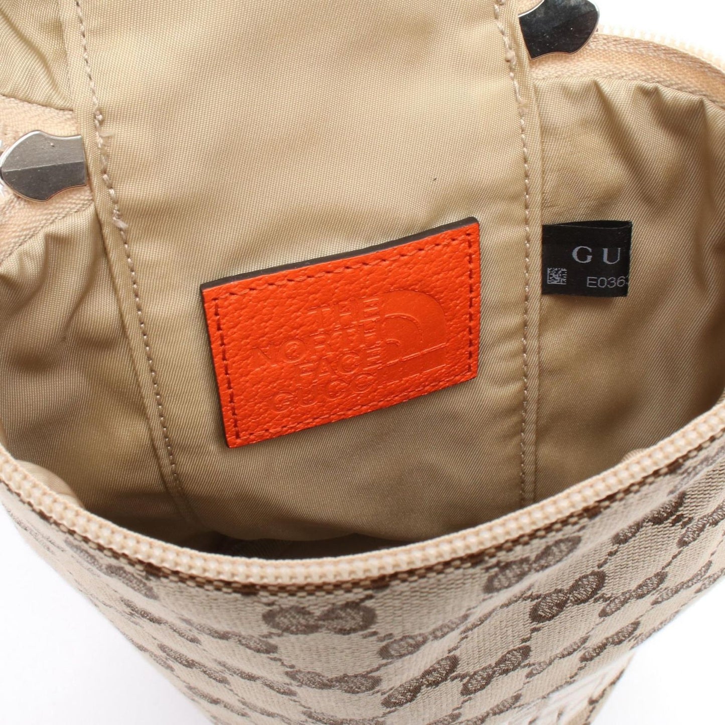 GUCCI x THE NORTH FACE GG Canvas 2-Way Shoulder Bag - Beige/Orange