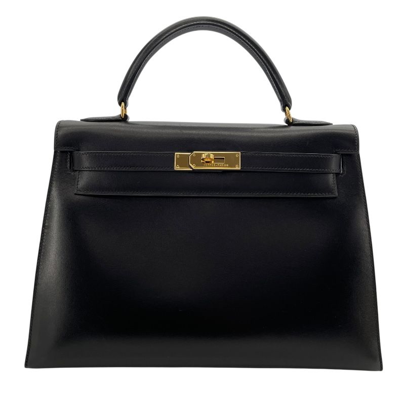 HERMES Kelly 32 Black Box Calf with Gold Hardware - Timeless Elegance
