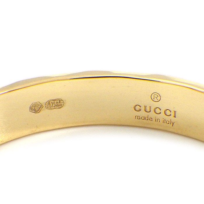 GUCCI Hammered Finish GG Logo Ring in 18K Yellow Gold - Size 26