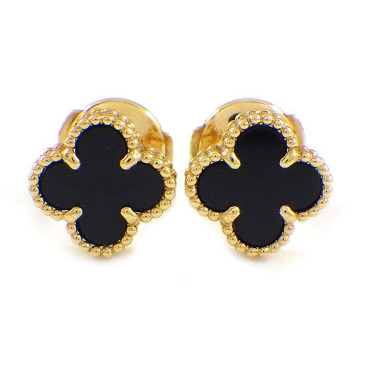 Van Cleef & Arpels Sweet Alhambra Onyx Earrings in 18K Yellow Gold