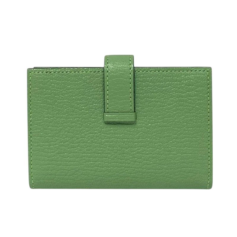 HERMES Mini Bearn Wallet in Cricket Green with Gold Hardware