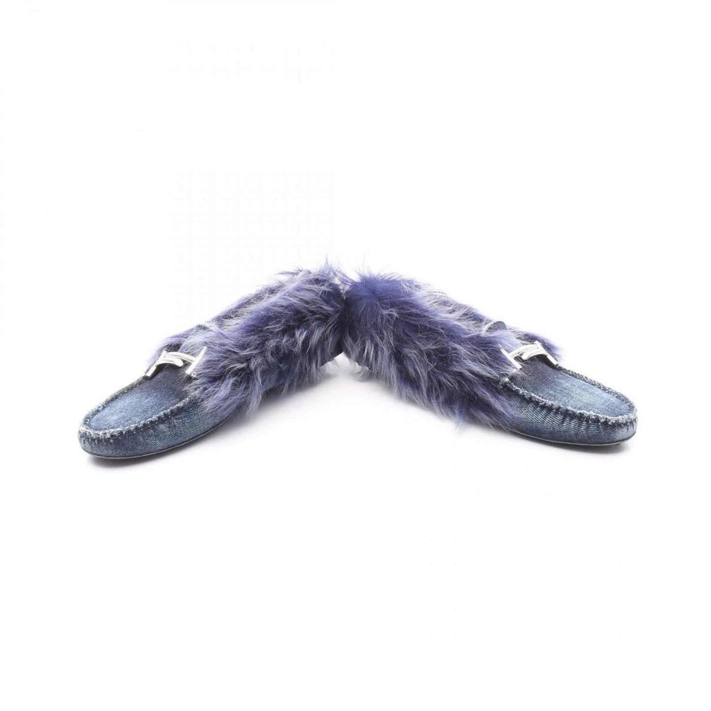 TOD'S Double T Driving Shoes in Indigo Blue Denim - Size 39