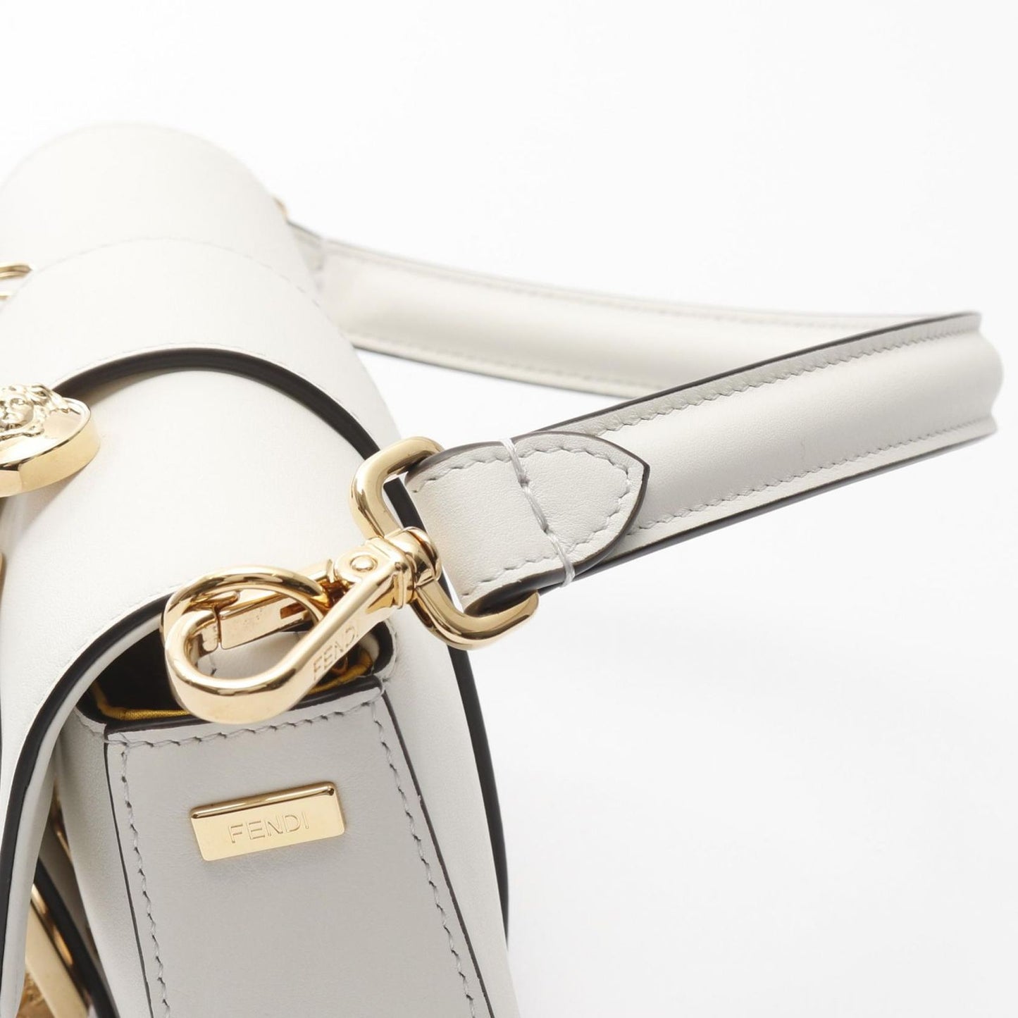 FENDI × VERSACE FENDACE Baguette Handbag - White/Gold Leather
