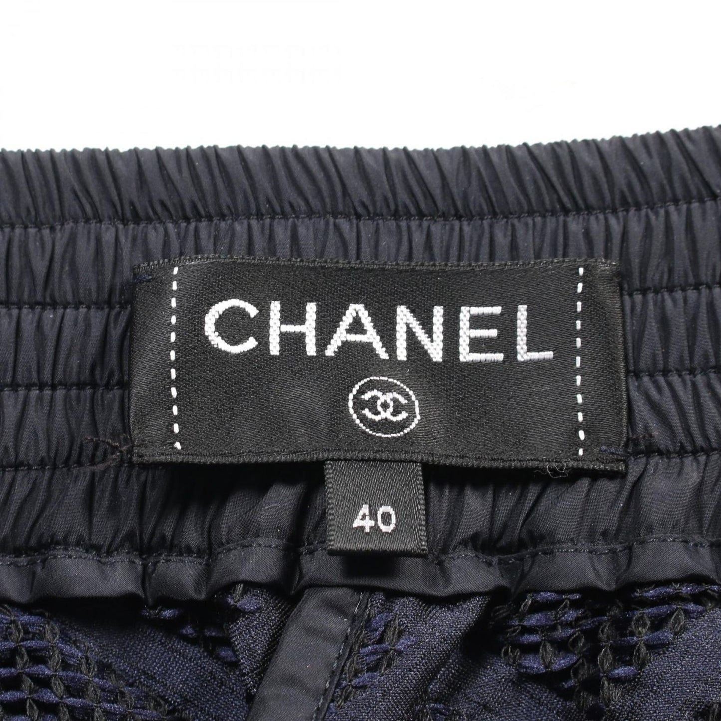 CHANEL Sports Matelassé Side Stripe Pants - Navy - Size 40