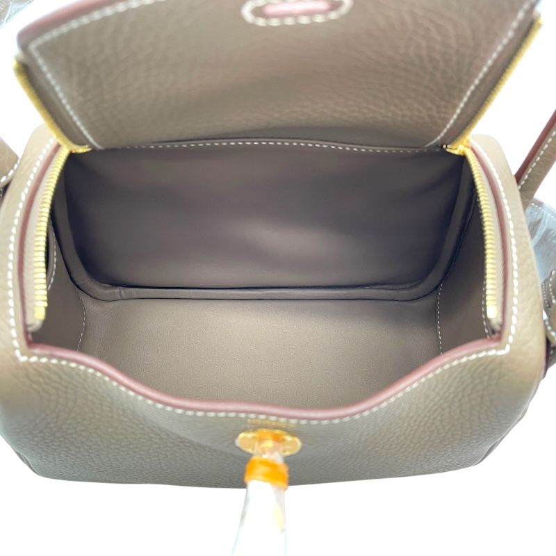 HERMES Lindy Mini Bag in Etoupe with Gold Hardware - Unmatched Elegance