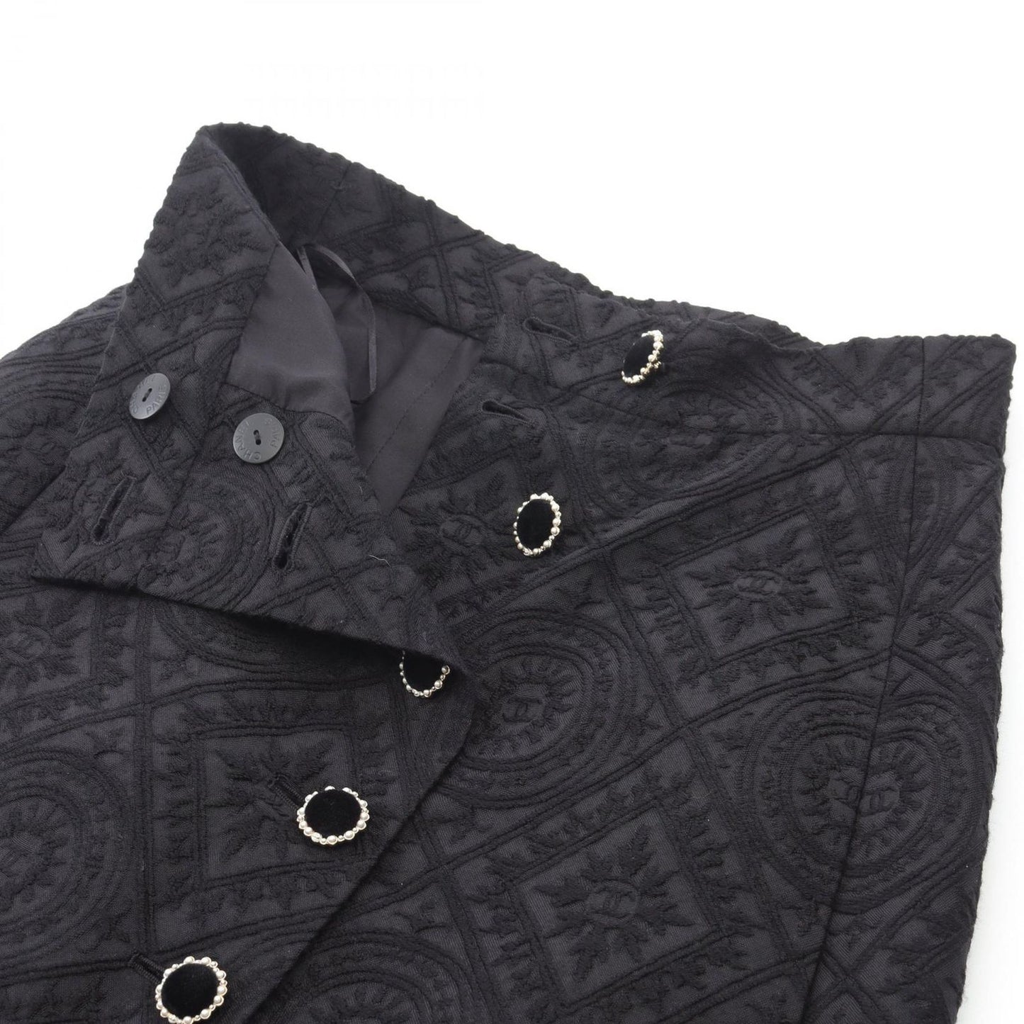 CHANEL Coco Mark Embroidered Wool Silk Skirt - Size 34